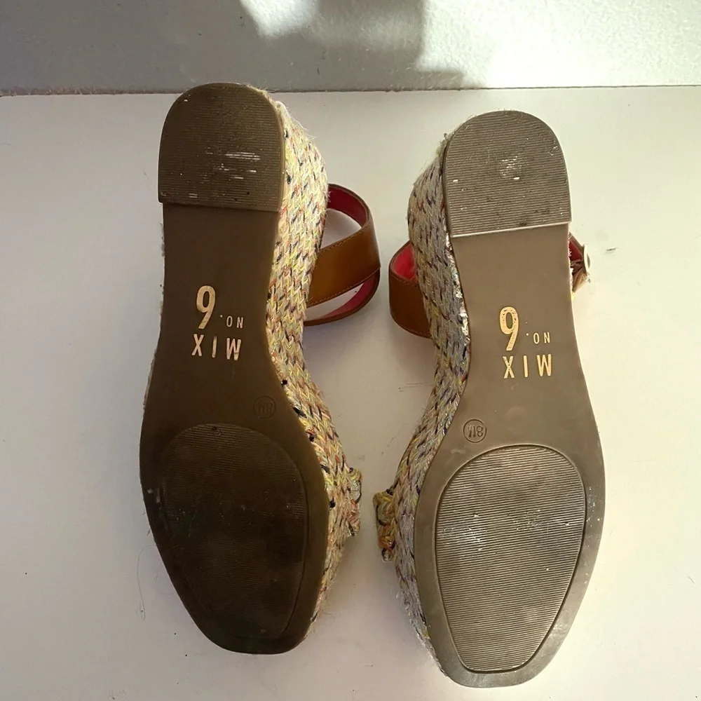 MIX NO. 6 Cammie multicolor open toe wedge platform sandal espadrille size 8